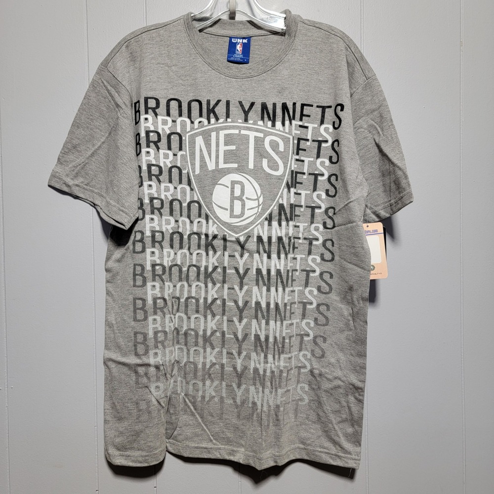 UNK NBA Brooklyn Nets Mens Gray All Over Print Graphic T-Shirt Large NWT